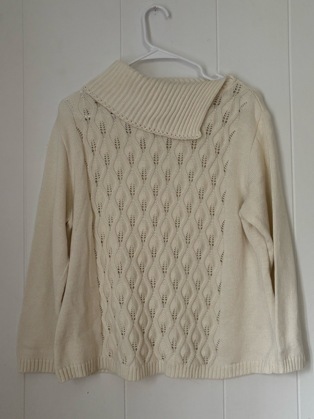 Women's Cream Cable Stitch Cowl Neck Sweater